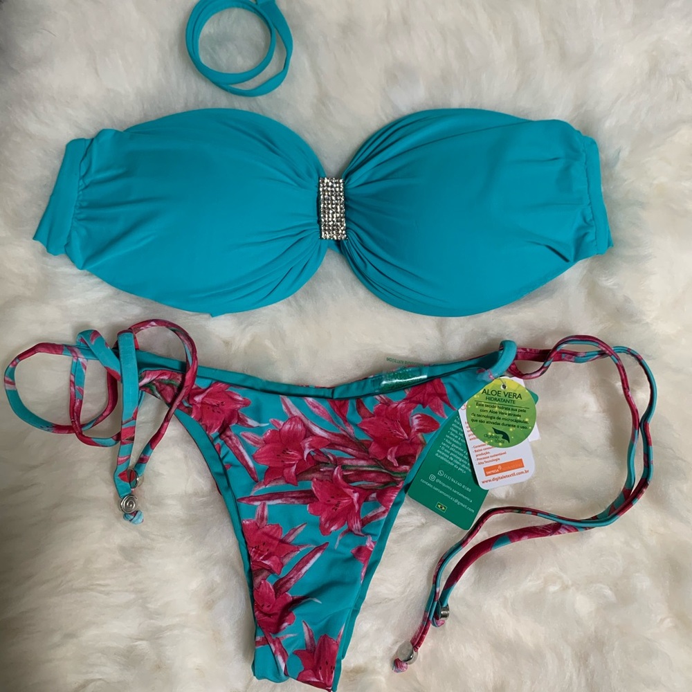 Bandeau bikini with rhinestone accent